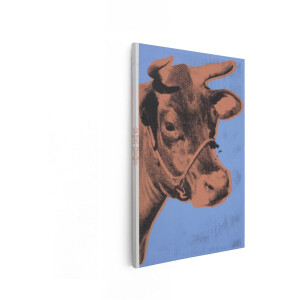 Artaza Canvas Schilderij Andy Warhols Koe-Print op een Blauwe Achtergrond - Iconisch Popartportret - 80x120 cm - Groot - Wanddecoratie Woonkamer - Schilderijen - Muurdecoratie