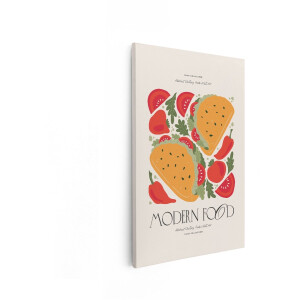 Artaza Canvas Schilderij Moderne Illustratie van Taco'S met Verse Ingrediënten en Chilipepers - 20x30 cm - Klein - Wanddecoratie Woonkamer - Schilderijen - Muurdecoratie