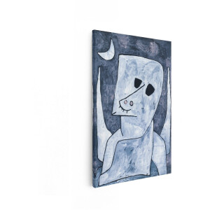 Artaza Canvas Schilderij Abstract Kunstwerk - 20x30 cm - Wanddecoratie Paul Klee - Muurdecoratie Modern - Decoratie Maan Figuur - Blauw