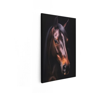 Artaza Canvas Schilderij Paard - 80x120 cm - Wanddecoratie Dieren - Muurdecoratie Paarden - Decoratie Portret - Bruin