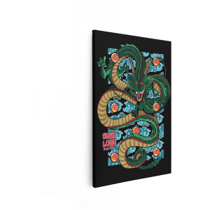 Artaza Canvas Schilderij Shenron de Dragon Ball Z met Zeven Drakenballen en Wolken - 60x90 cm - Wanddecoratie Woonkamer - Schilderijen - Muurdecoratie