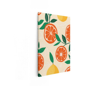 Artaza Canvas Schilderij Sinaasappel - 60x90 cm - Wanddecoratie Keuken - Muurdecoratie Citroen - Decoratie Fruit Botanisch