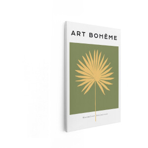Artaza Canvas Schilderij Palmblad - 80x120 cm - Boho Wanddecoratie - Muurdecoratie Bohemian - Decoratie Plant - Groen