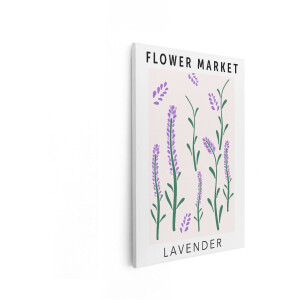 Artaza Canvas Schilderij Moderne Illustratie van Lavendelbloemen in een Bloemenmarkt Setting - 80x120 cm - Groot - Wanddecoratie Woonkamer - Schilderijen - Muurdecoratie