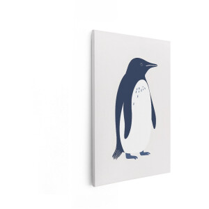 Artaza Canvas Schilderij Pinguïn - 40x60 cm - Wanddecoratie Kinderkamer - Muurdecoratie Dieren - Decoratie Babykamer - Blauw