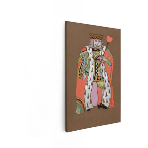 Artaza Canvas Schilderij Koning Van Harten - 40x60 cm - Wanddecoratie Speelkaart - Muurdecoratie Vintage - Decoratie Hart Scepter