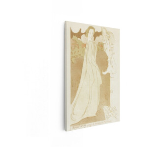 Artaza Canvas Schilderij Vrouw Met Harp - 80x120 cm - Wanddecoratie Vintage - Muurdecoratie Art Nouveau - Decoratie Portret - Schilderijen Op Canvas