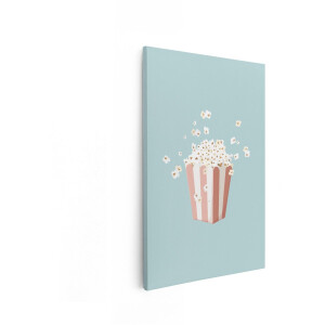 Artaza Canvas Schilderij Popcorn - 60x90 cm - Wanddecoratie Film - Muurdecoratie Bioscoop - Decoratie Kinderkamer - Pastel
