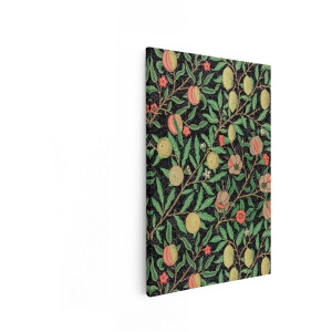 Artaza Canvas Schilderij Gedetailleerd Patroon van Fruit en Bladeren op een Zwarte Achtergrond - 20x30 cm - Klein - Wanddecoratie Woonkamer - Schilderijen - Muurdecoratie