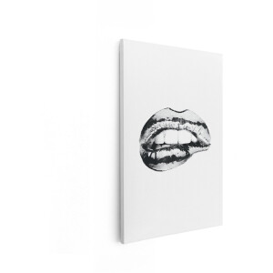 Artaza Canvas Schilderij Zwart Wit - 20x30 cm - Wanddecoratie Lippen - Muurdecoratie Vrouw - Decoratie Gezicht - Schilderijen Op Canvas