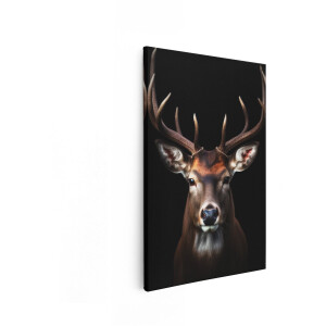 Artaza Canvas Schilderij Hert - 80x120 cm - Wanddecoratie Hertenkop - Muurdecoratie Dieren - Schilderij Natuur - Zwart