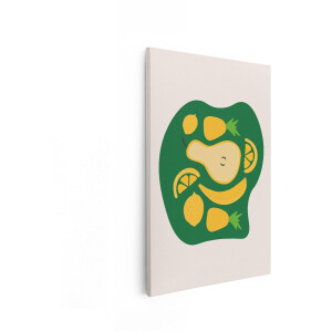 Artaza Canvas Schilderij Fruit - 80x120 cm - Wanddecoratie Kinderkamer - Muurdecoratie Ananas - Decoratie Groen - Schilderijen Op Canvas