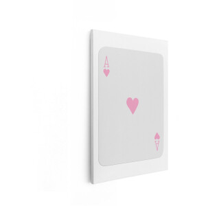Artaza Canvas Schilderij Aas van Harten Speelkaart met Roze Hartjes en een Witte Achtergrond - 40x60 cm - Wanddecoratie Woonkamer - Schilderijen - Muurdecoratie