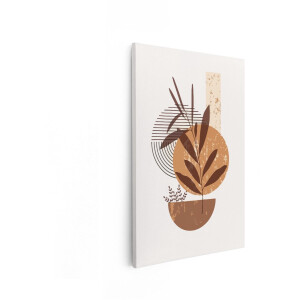 Artaza Canvas Schilderij Abstract - 40x60 cm - Wanddecoratie Boho - Muurdecoratie Plant - Decoratie Terracotta Woonkamer