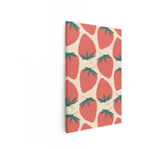 Artaza Canvas Schilderij Aardbeien - 40x60 cm - Wanddecoratie Keuken - Muurdecoratie Fruit - Decoratie Retro Patroon - Rood