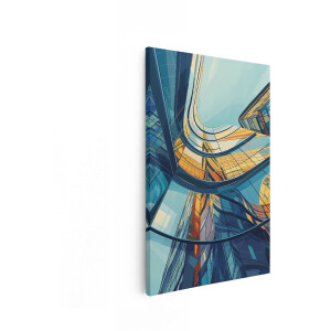 Artaza Canvas Schilderij Abstracte Architectuur van Moderne Gebouwen met Reflecterende Glazen Gevels - 40x60 cm - Wanddecoratie Woonkamer - Schilderijen - Muurdecoratie
