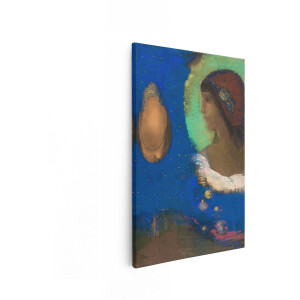 Artaza Canvas Schilderij Vrouw - 80x120 cm - Wanddecoratie Odilon Redon - Muurdecoratie Klassiek - Schilderijen Blauw