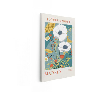 Artaza Canvas Schilderij Bloemenmarkt Madrid - 40x60 cm - Wanddecoratie Bloemen - Muurdecoratie Poster - Decoratie Woonkamer