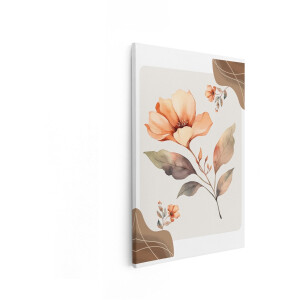 Artaza Canvas Schilderij Bloemen - 40x60 cm - Wanddecoratie Boho - Muurdecoratie Aquarel - Decoratie Woonkamer - Perzik