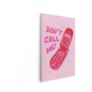 Artaza Canvas Schilderij Retro Klaptelefoon - 80x120 cm - Wanddecoratie Vintage - Muurdecoratie Tekst Don'T Call Me - Schilderijen Roze