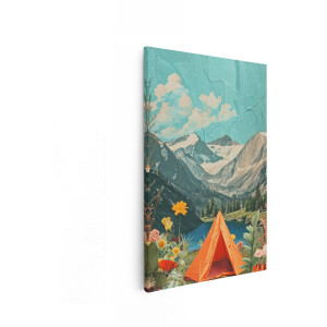 Artaza Canvas Schilderij Bergen Met Meer - 20x30 cm - Wanddecoratie Boho Landschap - Muurdecoratie Bloemen - Schilderijen Op Canvas Natuur