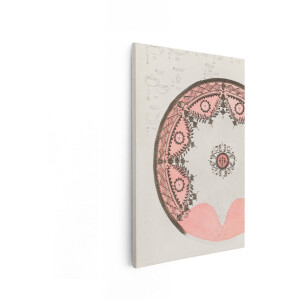 Artaza Canvas Schilderij Gedetailleerd Ontwerp van een Roze en Zwart Patroon met Bloemen en Bladeren - 80x120 cm - Groot - Wanddecoratie Woonkamer - Schilderijen - Muurdecoratie