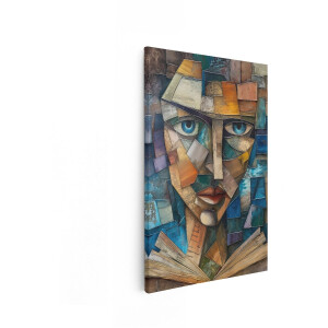 Artaza Canvas Schilderij Abstract Vrouw - 80x120 cm - Wanddecoratie Kubistisch Portret - Muurdecoratie Modern - Picasso Stijl Kleurrijk
