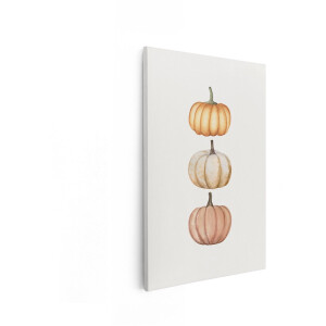 Artaza Canvas Schilderij Herfst - 20x30 cm - Wanddecoratie Pompoen - Muurdecoratie Botanisch - Decoratie Aquarel Boho - Kamer Accessoires