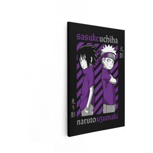 Artaza Canvas Schilderij Naruto Uzumaki en Sasuke Uchiha Anime Personages in Paarse Outfits - 80x120 cm - Groot - Wanddecoratie Woonkamer - Schilderijen - Muurdecoratie