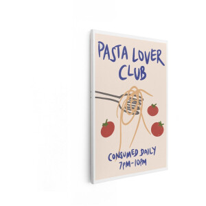 Artaza Canvas Schilderij Pasta Lover Club - 80x120 cm - Wanddecoratie Keuken - Muurdecoratie Spaghetti - Schilderij Met Tekst Tomaten