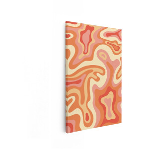 Artaza Canvas Schilderij Abstract Retro Golvend Patroon in Warme Oranje en Roze Tinten - 80x120 cm - Groot - Wanddecoratie Woonkamer - Schilderijen - Muurdecoratie