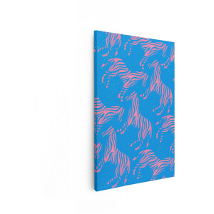 Artaza Canvas Schilderij Abstract Zebrapatroon - 60x90 cm - Wanddecoratie Roze Strepen - Muurdecoratie Dieren - Kleurrijk Blauw
