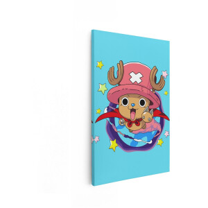 Artaza Canvas Schilderij Tony Tony Chopper in Zijn Hoed en Rode Cape - Vliegend met Sterren en Wolken - 20x30 cm - Klein - Wanddecoratie Woonkamer - Schilderijen - Muurdecoratie