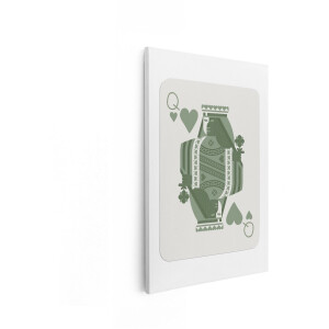Artaza Canvas Schilderij Queen Of Hearts - 80x120 cm - Wanddecoratie Speelkaart - Muurdecoratie Vrouw - Decoratie Minimalistisch - Groen