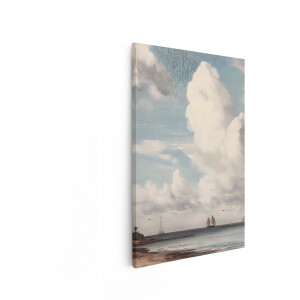 Artaza Canvas Schilderij Zeegezicht - 40x60 cm - Wanddecoratie Zee - Muurdecoratie Zeilboten - Decoratie Vintage Landschap - Schilderijen Op Canvas