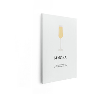 Artaza Canvas Schilderij Minimalistische Illustratie van een Mimosa Cocktail in een Flûteglas - 80x120 cm - Groot - Wanddecoratie Woonkamer - Schilderijen - Muurdecoratie