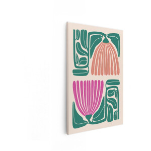 Artaza Canvas Schilderij Abstract - 20x30 cm - Wanddecoratie Bloemen - Muurdecoratie Boho - Schilderijen Op Canvas Modern - Roze