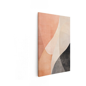 Artaza Canvas Schilderij Abstracte Vormen in Zachte Aardetinten met Textuur en Schaduw - 80x120 cm - Groot - Wanddecoratie Woonkamer - Schilderijen - Muurdecoratie