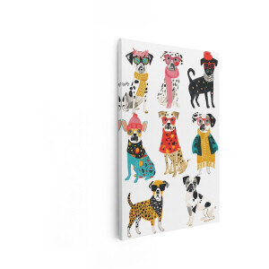 Artaza Canvas Schilderij Honden - 80x120 cm - Wanddecoratie Kinderkamer - Muurdecoratie Dieren - Kleurrijk Schilderij - Decoratie Jongenskamer