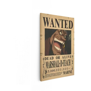 Artaza Canvas Schilderij Blackbeard One Piece - 20x30 cm - Wanddecoratie Wanted Poster Piraat - Muurdecoratie Anime - Kamer Accessoires