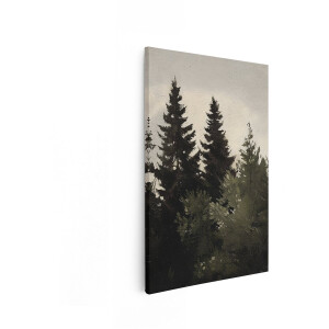 Artaza Canvas Schilderij Dennenbos - 40x60 cm - Wanddecoratie Natuur - Muurdecoratie Landschap - Decoratie Bomen Woonkamer - Donkergroen