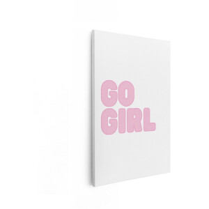 Artaza Canvas Schilderij Go Girl - 40x60 cm - Wanddecoratie Tekst - Muurdecoratie Meisjeskamer - Decoratie Quote Roze