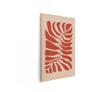Artaza Canvas Schilderij Abstract - 20x30 cm - Boho Wanddecoratie Plant - Muurdecoratie Terracotta - Schilderijen Op Canvas