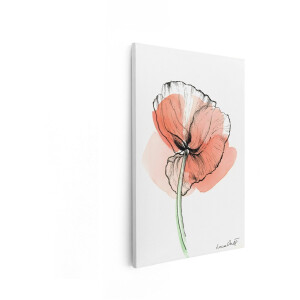 Artaza Canvas Schilderij Klaproos - 20x30 cm - Wanddecoratie Bloem - Muurdecoratie Aquarel - Schilderijen Op Canvas Roze