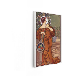 Artaza Canvas Schilderij Art Nouveau Dame - 20x30 cm - Wanddecoratie Vrouw Met Roos - Muurdecoratie Vintage - Schilderijen Op Canvas