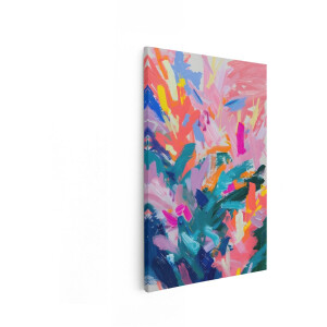 Artaza Canvas Schilderij Abstract - 40x60 cm - Wanddecoratie Modern - Muurdecoratie Kleurrijk - Decoratie Bloemen Woonkamer - Roze