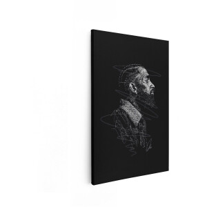 Artaza Canvas Schilderij Artistieke Schets van Nipsey Hussle in Profiel met Wervelende Lijnen - 20x30 cm - Klein - Wanddecoratie Woonkamer - Schilderijen - Muurdecoratie