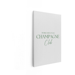 Artaza Canvas Schilderij Champagne - 60x90 cm - Wanddecoratie Tekst - Muurdecoratie Quote - Decoratie Groen - Schilderijen Op Canvas