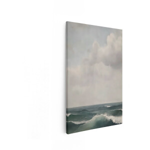 Artaza Canvas Schilderij Schilderij van een Stormachtige Zee met Golven en Dramatische Wolken - 40x60 cm - Wanddecoratie Woonkamer - Schilderijen - Muurdecoratie