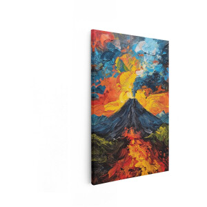 Artaza Canvas Schilderij Impressionistische Vulkaanuitbarsting met Levendige Kleuren en Dikke Verfstreken - 80x120 cm - Groot - Wanddecoratie Woonkamer - Schilderijen - Muurdecoratie
